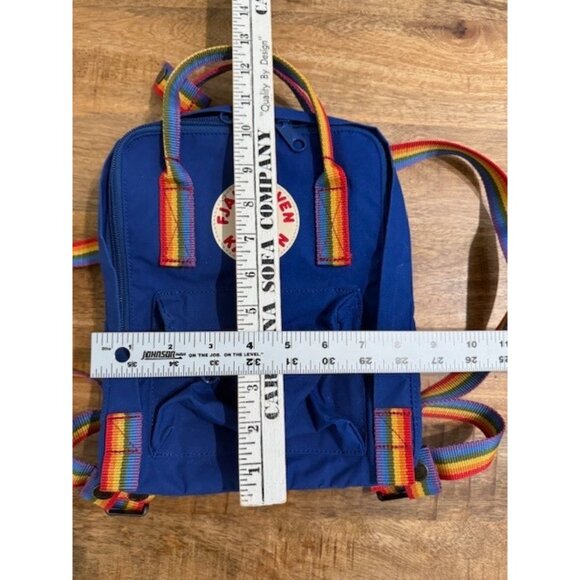 Fjallraven Kanken Mini Backpack Tote Cobalt Blue Rainbow 23621 Adjustable Straps - Picture 10 of 12